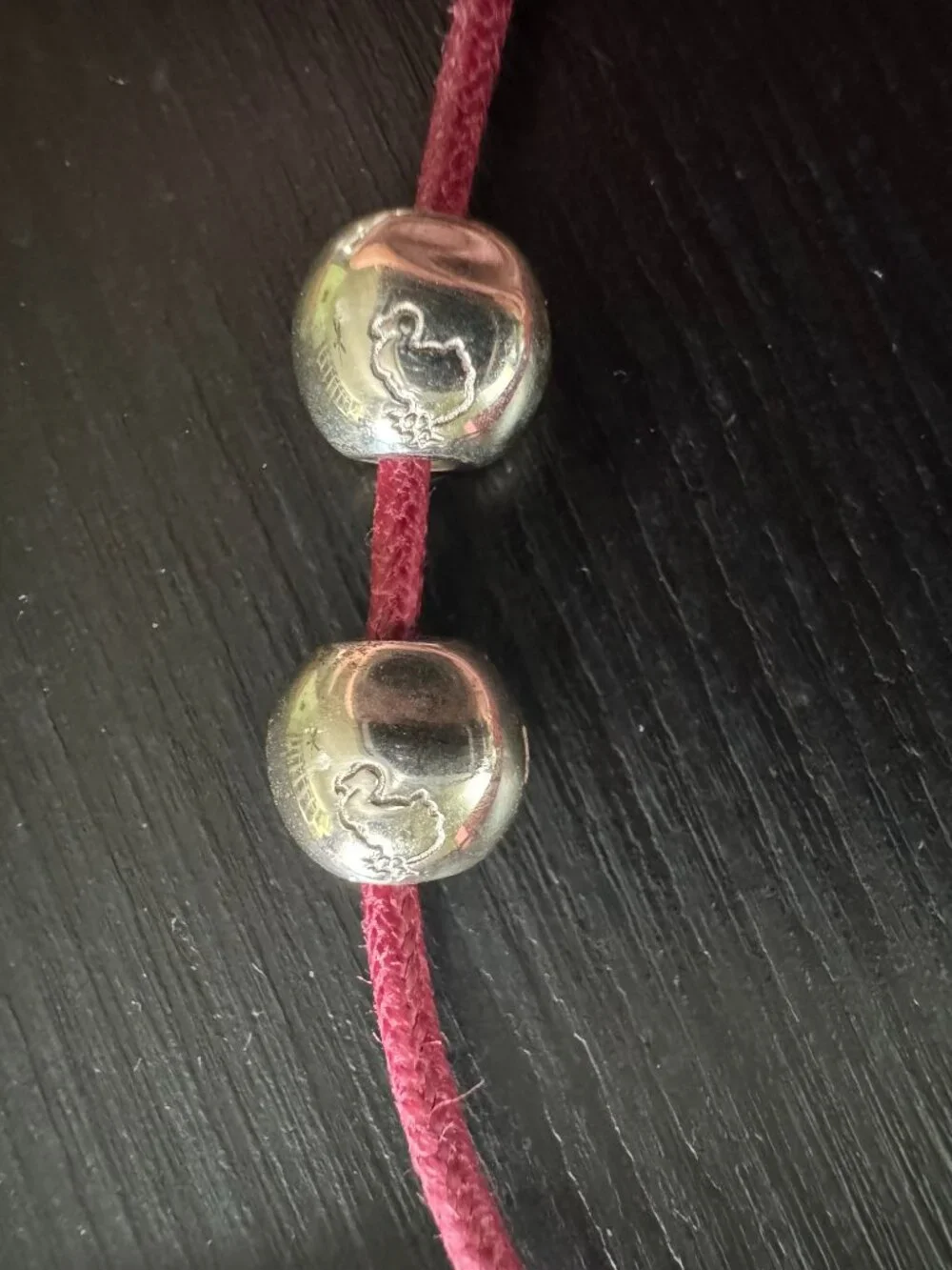DoDo - Pepita Lariat Neckless, Sterling Silver + Burgundy Cotton Cord - Picture 5 of 12
